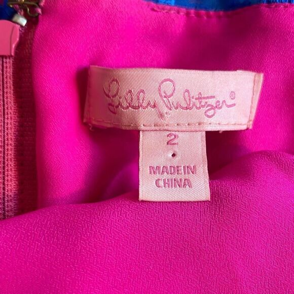 Lilly Pulitzer Selna Royce Summer Shift Dress, Size 2. Hot Pink and Royal Blue - Picture 7 of 10
